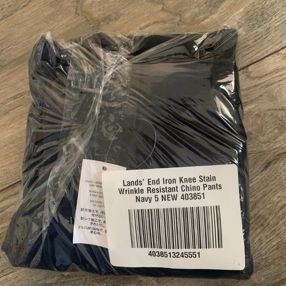 NWT LANDS' END IRON KNEE STAIN/WRINKLE RESISTANT CHINO PANTS NAVY 5 - Picture 4 of 10